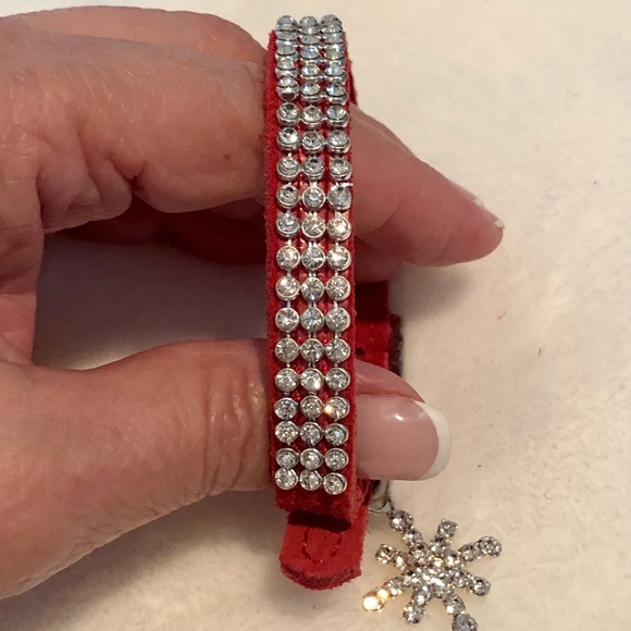 MERRY AND BRIGHT RED LEATHER BRACELET WITH RHINESTONES ARE NWT - Picture 6 of 7